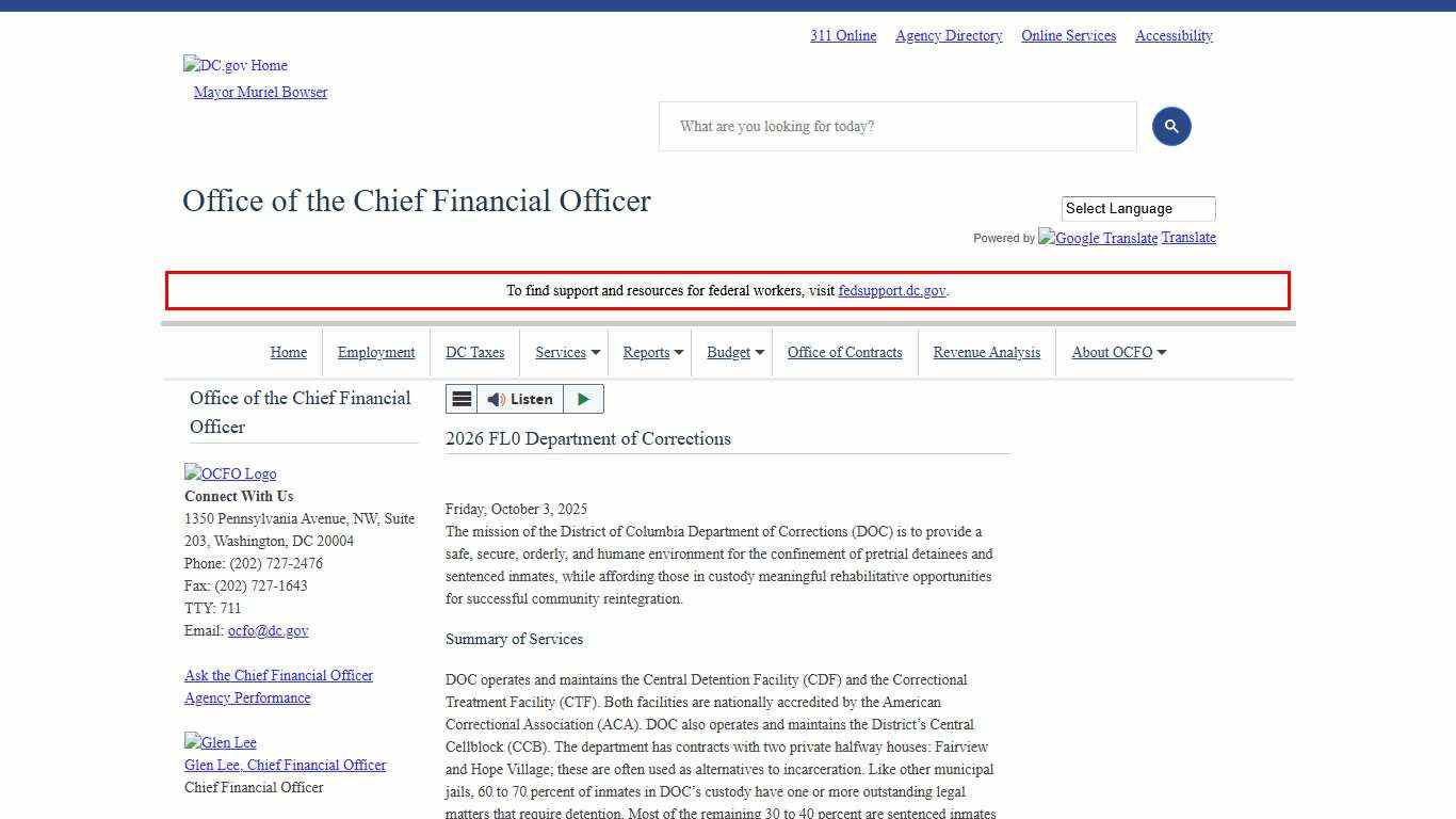 2026 FL0 Department of Corrections | ocfo